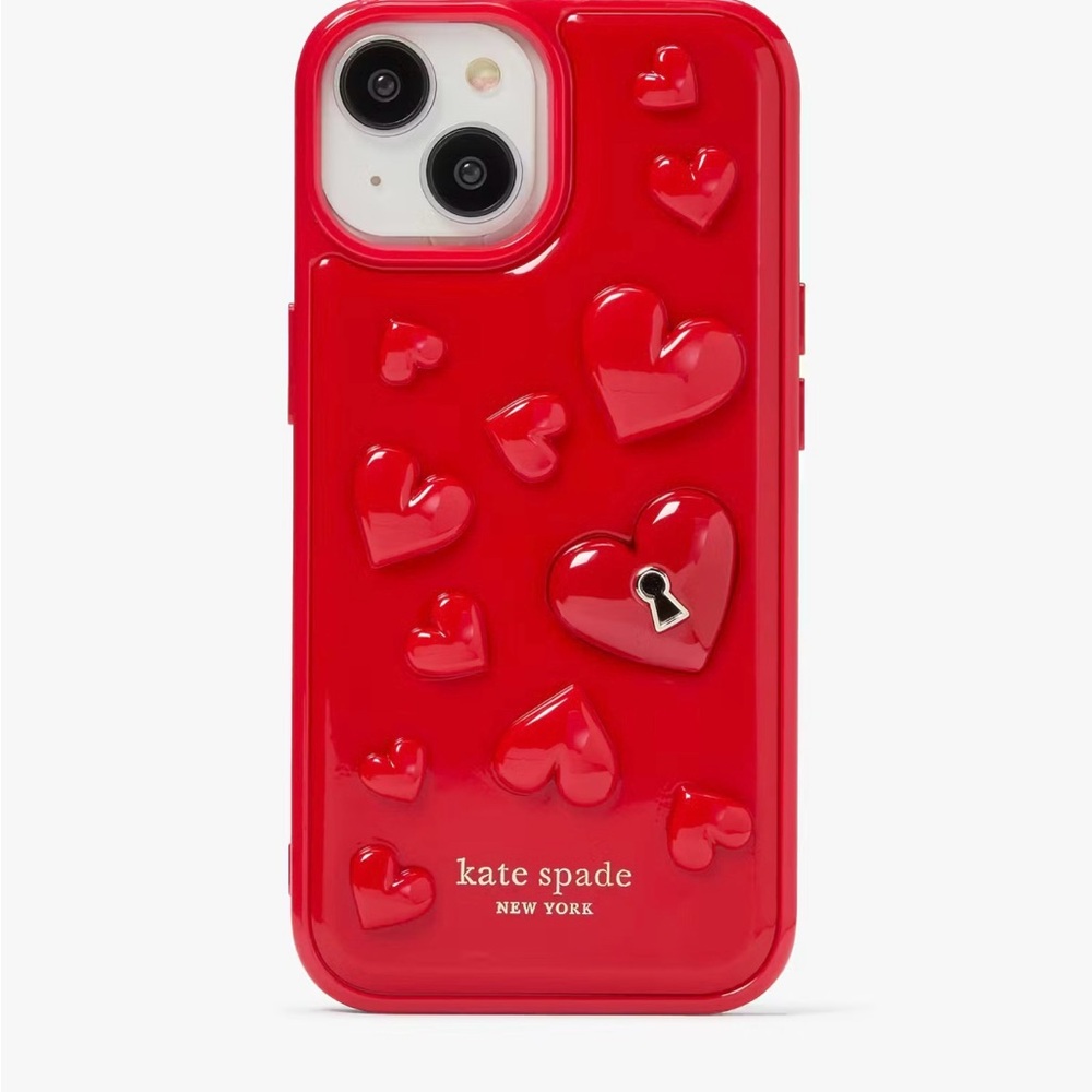 kate spade Red Heart Embossed iPhone Case
